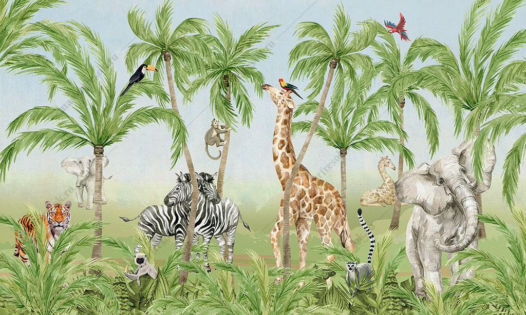 Фотообои Жирафы и Пальмы