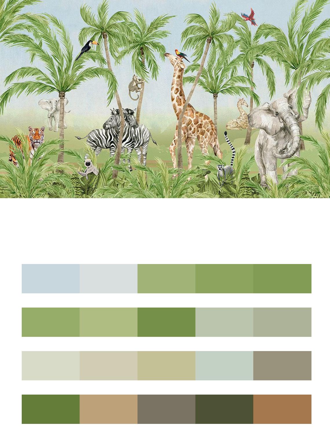 Жирафы и Пальмы цвета